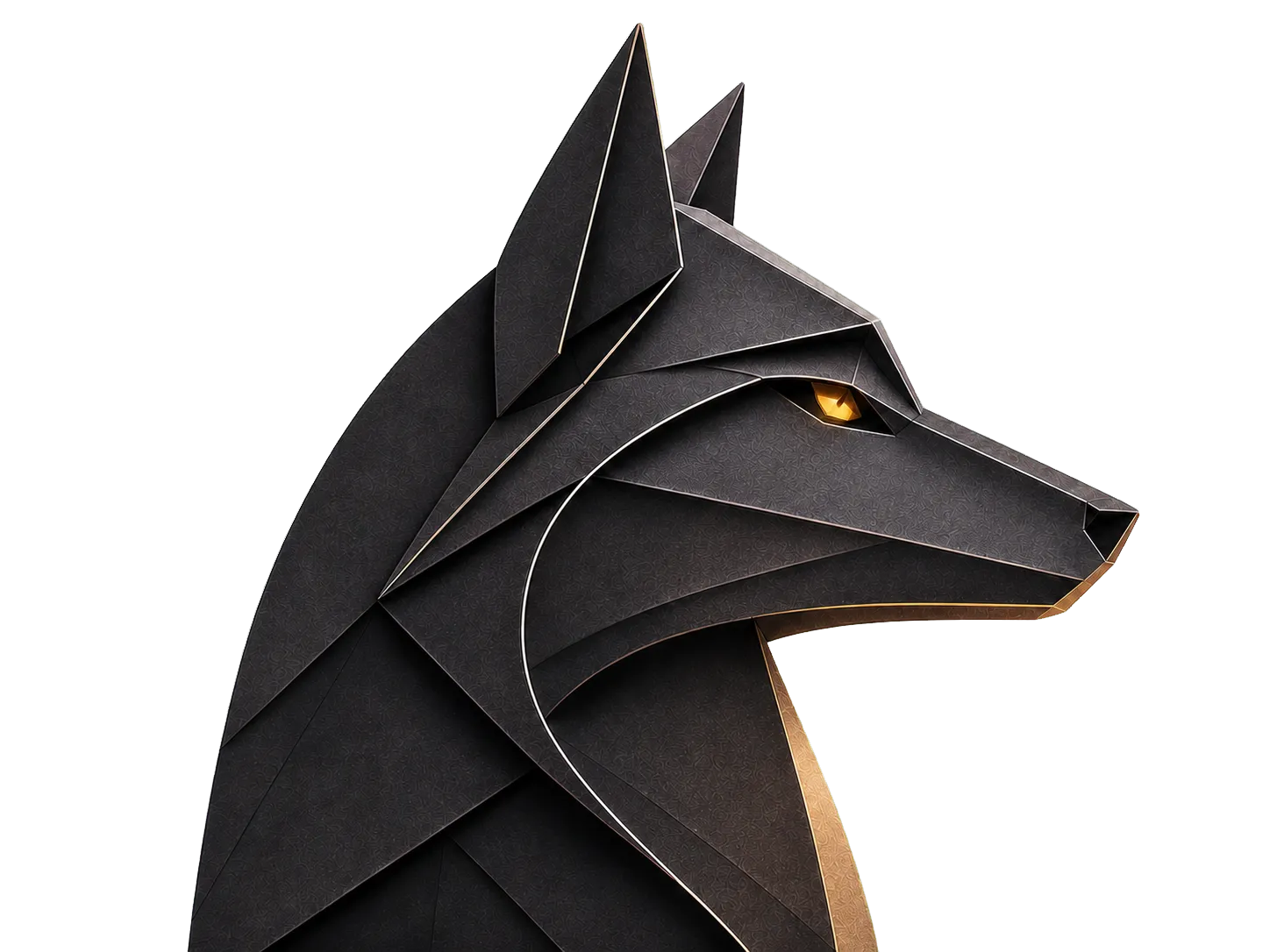 Loup LUPABAY sculptural tourn&eacute; vers le message