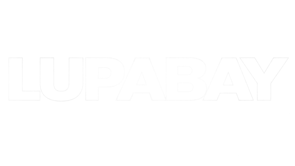 LUPABAY typographie contour blanc premier plan