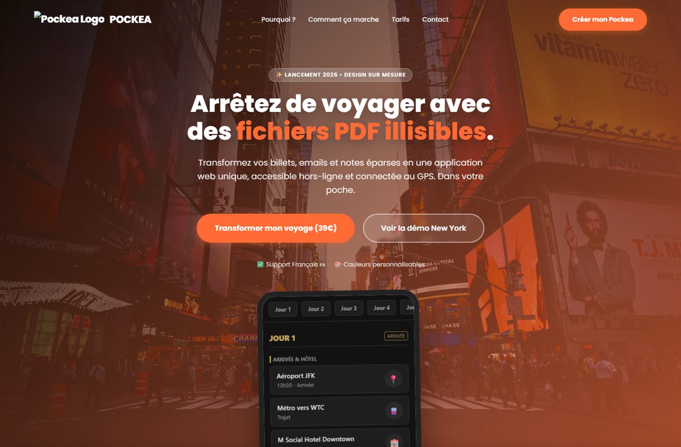 Identité, landing page et interface mobile Pockea