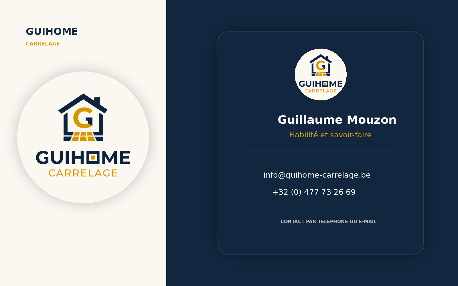 Logo et landing page Guihome Carrelage