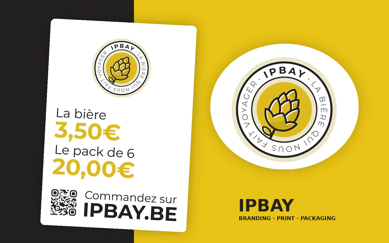 Identité IPBAY et affiche commerciale de la bière locale